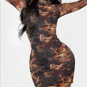 High neck mesh bodycon dress